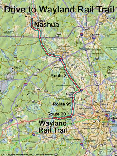 Wayland Rail Trail drive route