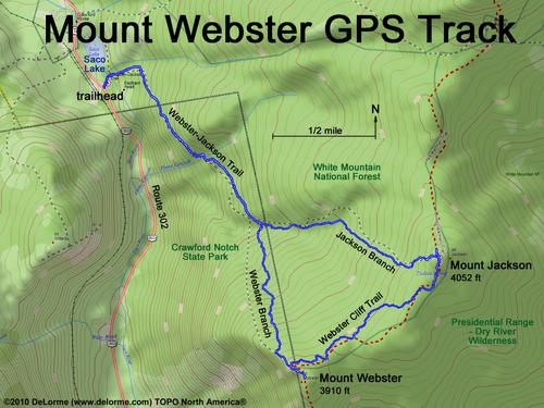 GPS track to Mount Webster in New Hampshire