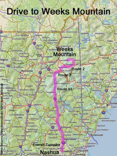Weeks Mountain drive route