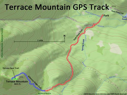 GPS track to Terrace Mountain in New Hampshire