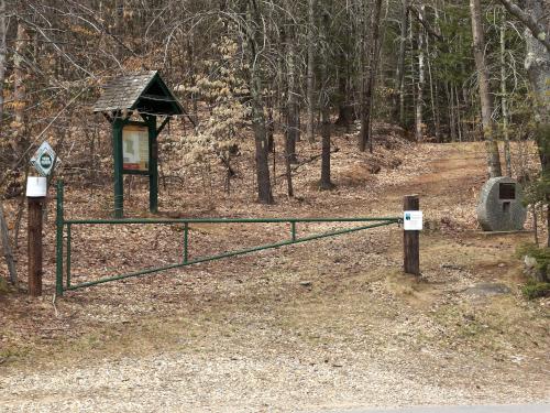 entrance to Weeks Woods near Gilford in southern New Hampshire