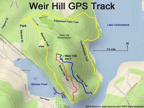 GPS track to Weir Hill in Massachusetts