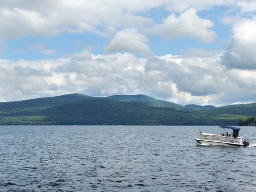 view from Wellington State Park of Newfound Lake and Plymouth Mountain in New Hampshire