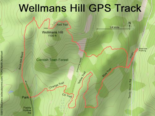 GPS track at Wellmans Hill in southwestern New Hampshire