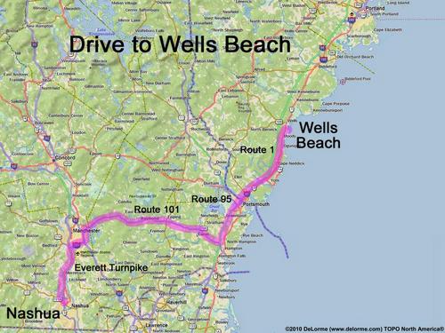 Wells Beach drive route