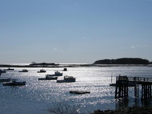 Cape Porpoise Harbor in February near Wells Beach in southern coastal Maine