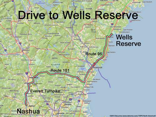 Wells Reserve at Laudholm drive route