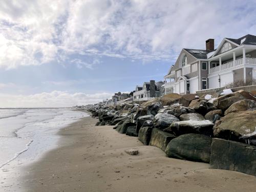 beachfront housing in February south of Wells Reserve at Laudholm in southern Maine