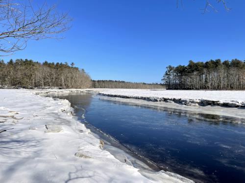 Little River in February at Wells Reserve at Laudholm in southern Maine