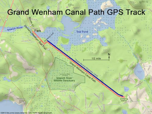 GPS track in February at Grand Wenham Canal Path in northeast MA