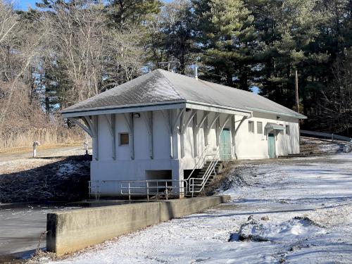 pumping station in February at Grand Wenham Canal Path in northeast MA