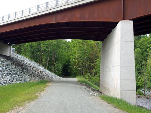 going under Route 4 on the Northern Rail Trail east of Lebanon in New Hampshire