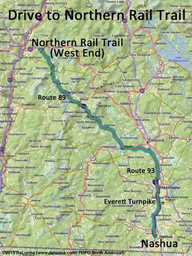 Northern Rail Trail (West End) drive route