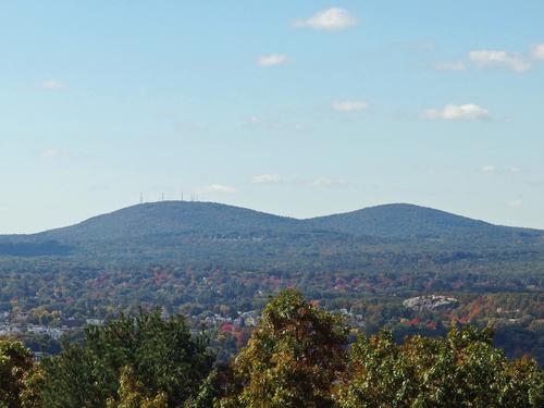 view of the Uncanoonuc Mountains from Weston Observatory in Manchester, New Hampshire