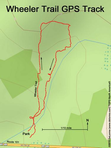 GPS track on Wheeler Trail at Peterborough in New Hampshire