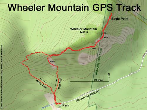 GPS track to Wheeler Mountain in Vermont