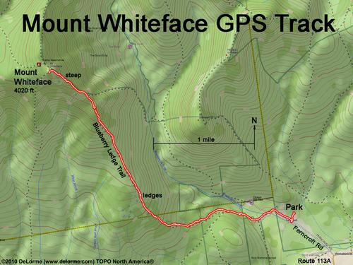 GPS track to Mount Whiteface in New Hampshire