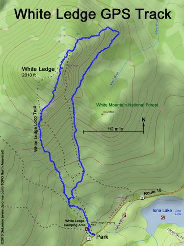 GPS track to White Ledge Mountain in New Hampshire
