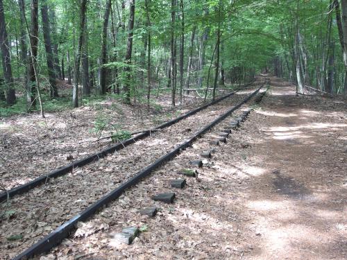 old railroad track at White Pond Reservation in eastern Massachusetts