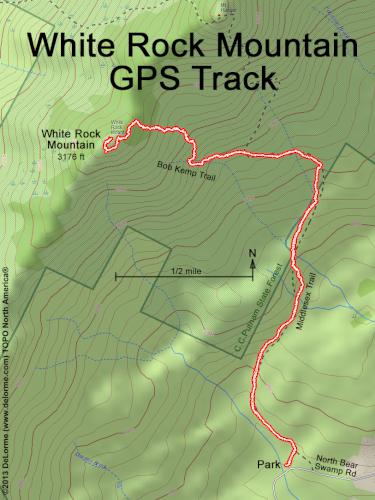 GPS track in August at White Rock Mountain in northern Vermont