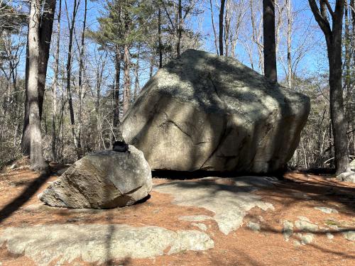 Bigelow Boulder in March at Whitney and Thayer Woods in eastern Massachusetts