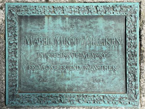 Millikin memorial plaque in March at Whitney and Thayer Woods in eastern Massachusetts