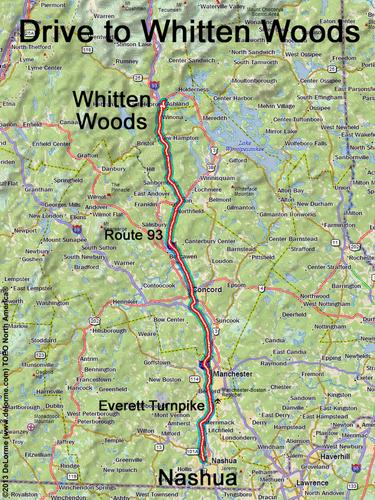 Whitten Woods drive route
