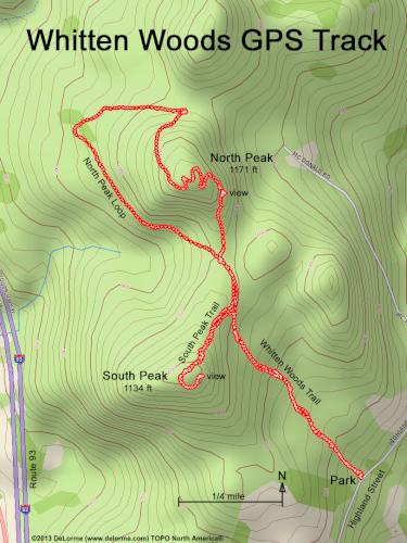 GPS track at Whitten Woods in New Hampshire