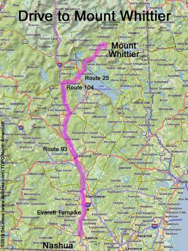 Mount Whittier drive route
