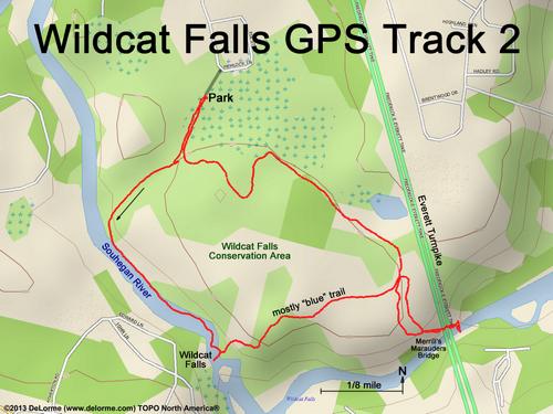 GPS track at Wildcat Falls in southern New Hampshire