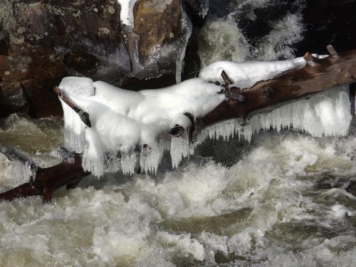 icy falls in March at Wildcat Falls in southern New Hampshire