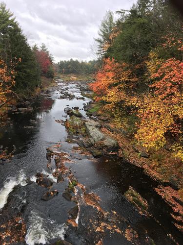 view of the Souhegan River in October at Wildcat Falls in southern New Hampshire