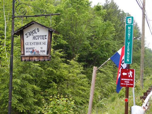 sign to Zahn's Alpine Guest House at Mont Vernon in New Hampshire