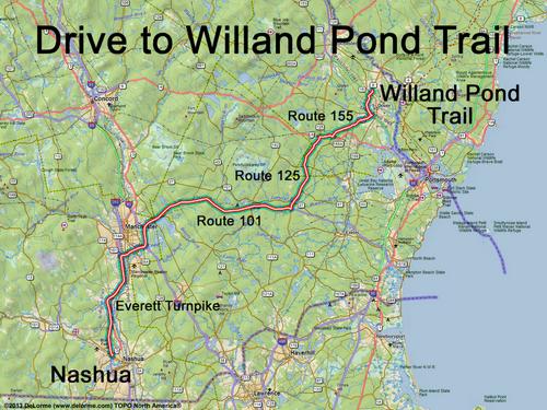 Willand Pond Trail drive route