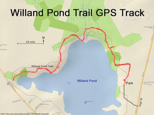 GPS track in December at Willand Pond Trail in southeast New Hampshire