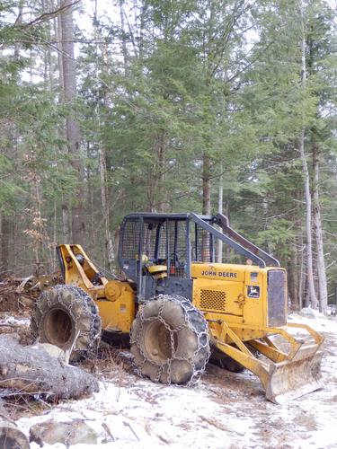 lumber equipment in the woods on the way to Willoughby Mountain in New Hampshire