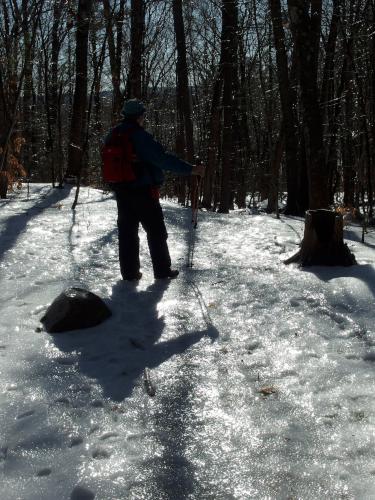 John on an icy trail in January at Winant Park near Concord in southern New Hampshire