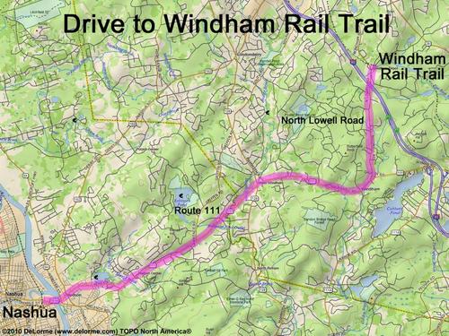 Windham Rail Trail drive route