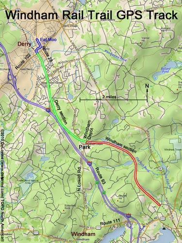 GPS Track on the Windham Rail Trail in New Hampshire