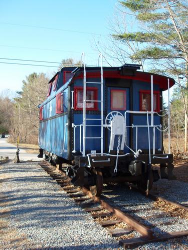 railroad car at the Windham Rail Trail in New Hampshire