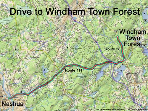 Windham Town Forest drive route