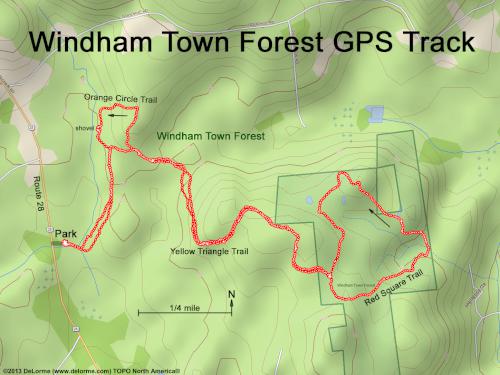 GPS track in February at Windham Town Forest in southern New Hampshire