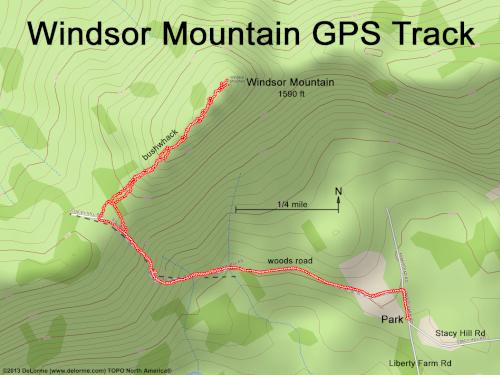 GPS track in November at Windsor Mountain in southwest New Hampshire