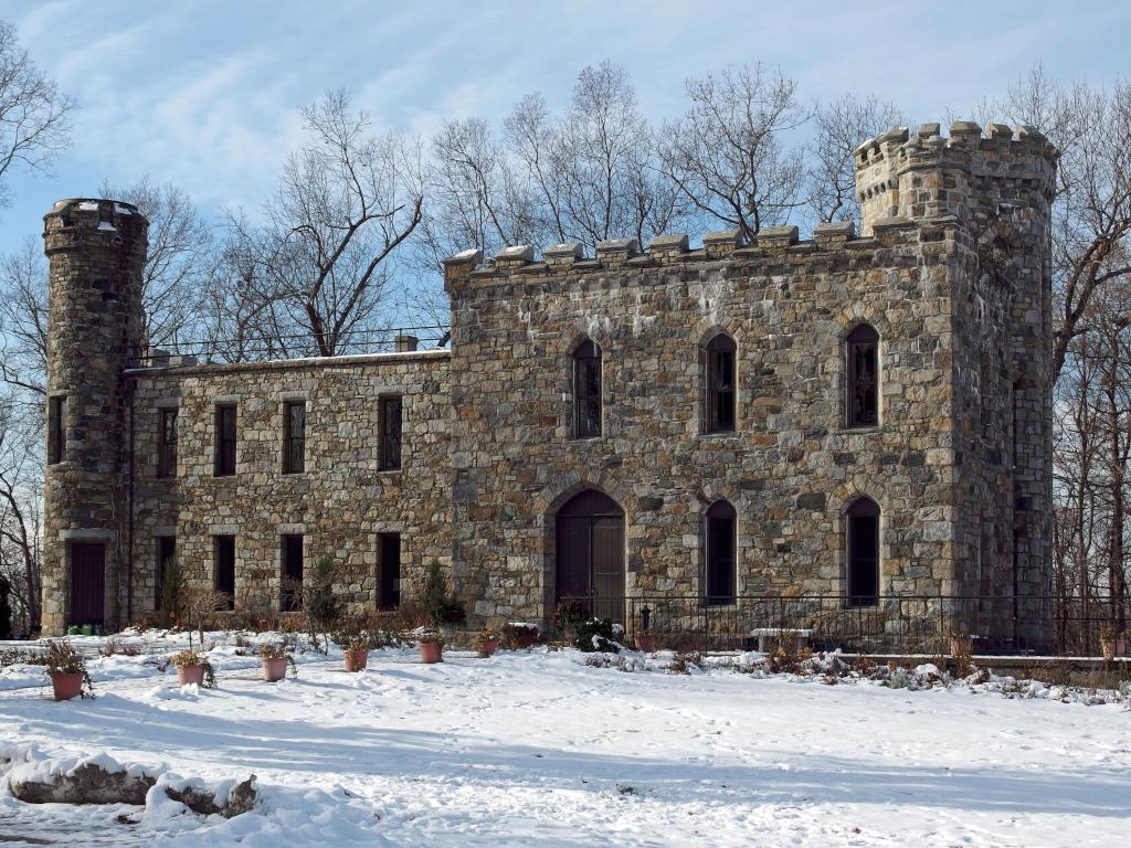 Winnekenni Castle in November at Winnekenni Park in northeastern Massachusetts