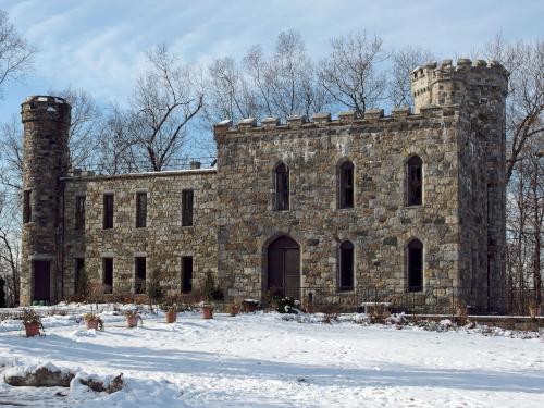 Winnekenni Castle in November at Winnekenni Park in northeastern Massachusetts