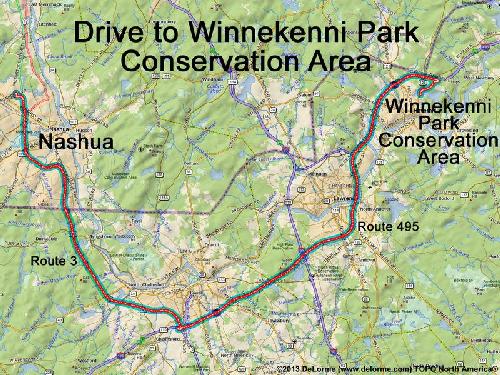Winnekenni Park drive route