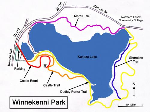 Winnekenni Park trail map in Massachusetts