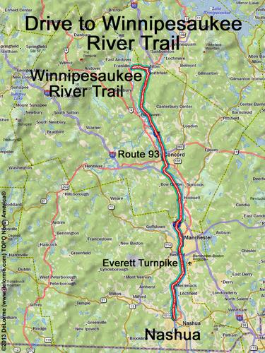 Winnipesaukee River Trail drive route