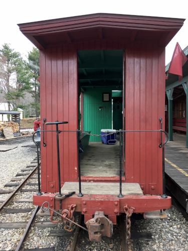restored caboose at Wiscasset Railroad in Maine