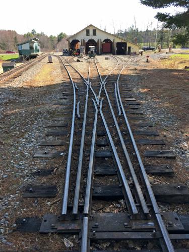 railway switch point to access the maintenace building at Wiscasset Railroad in Maine